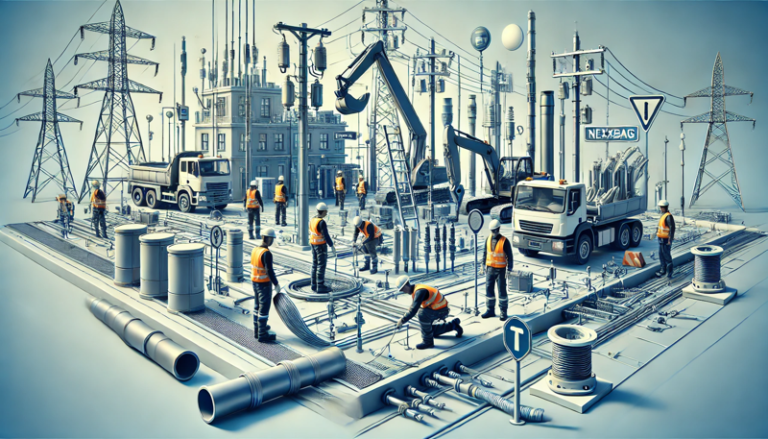 Bauarbeiten mit Netzbau für die Infrastruktur